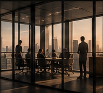 Leadership meeting in a modern office